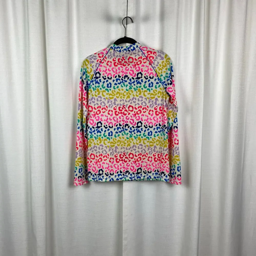 Boden Mini Boden Girls Rainbow Leopard Print Rash Guard Sz.15-16Y